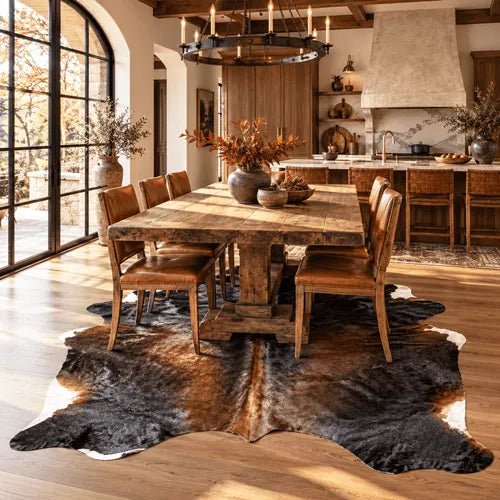 Large Black Reddish Cowhide Rug Size 5.10 x 7 ft - 5373