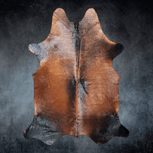 Large Black Reddish Cowhide Rug Size 5.10 x 7.1 ft - 5374