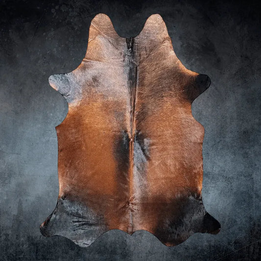 Large Black Reddish Cowhide Rug Size 5.10 x 7.1 ft - 5374