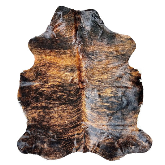 Large Brindle Cowhide Rug N559 - 5.4x 6.3 ft