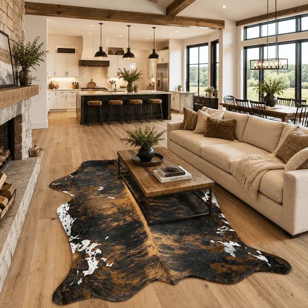 Large Brindle Cowhide Rug Size 6.2 x 7.2 ft - 5346P