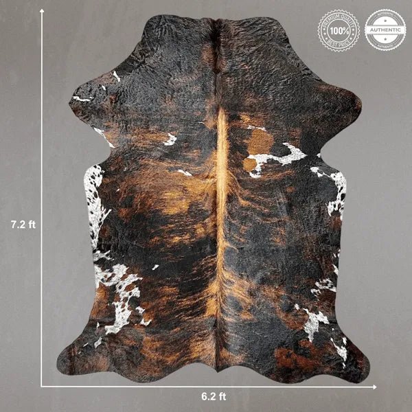 Large Brindle Cowhide Rug Size 6.2 x 7.2 ft - 5346P