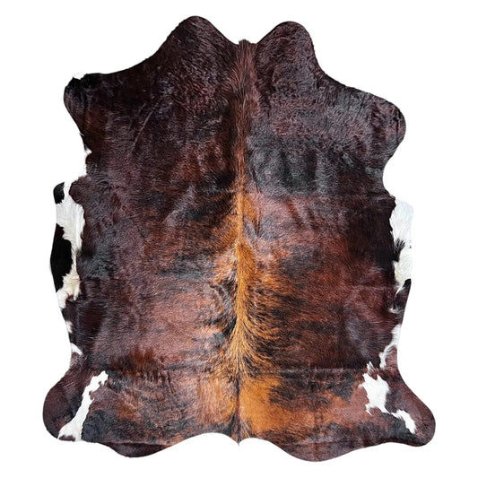 Large Brindle Tricolor Cowhide Rug H256 - 6.2x6