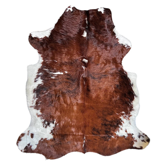 Large Brindle Tricolor Cowhide Rug H275 - 5.6x6.9 ft