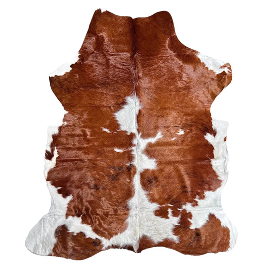 Large Brown and White Cowhide Rug E189 - 5.7x 6.1