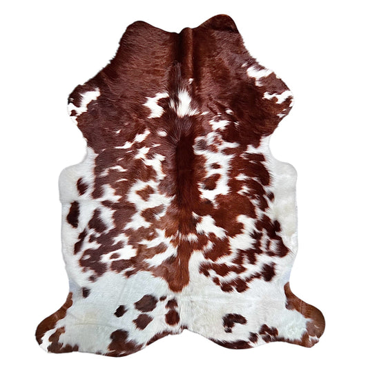 Large Brown and White Cowhide Rug H249 - 5.11x5.6