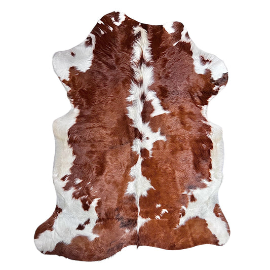 Large Brown and White Cowhide Rug H250 - 5.9x6.5