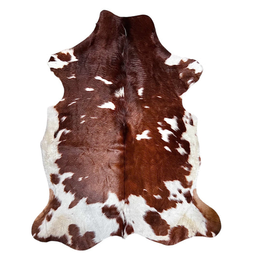 Large Brown and White Cowhide Rug H251 - 5.7x6.1