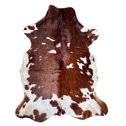 Large Brown and White Cowhide Rug H251 - 5.7x6.1