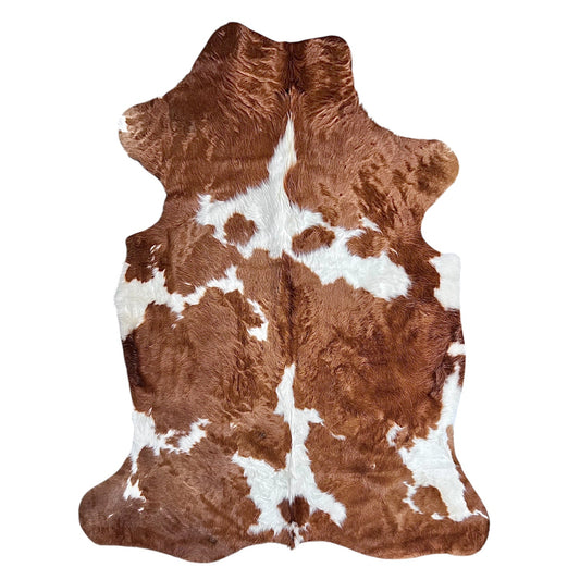 Large Brown and White Cowhide Rug H252 - 5.7x6.5