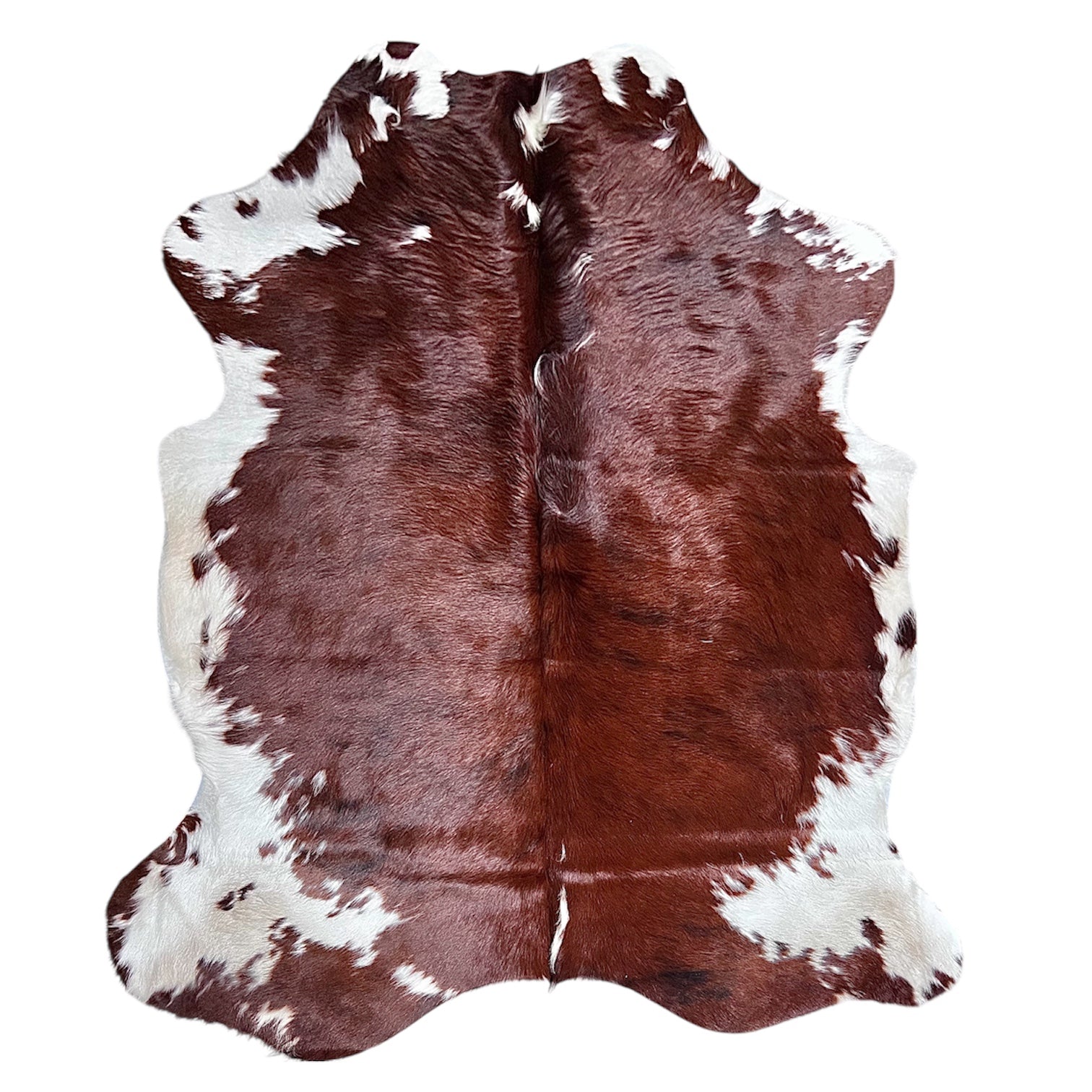 Large Brown and White Cowhide Rug H253 - 5.4x6 ft
