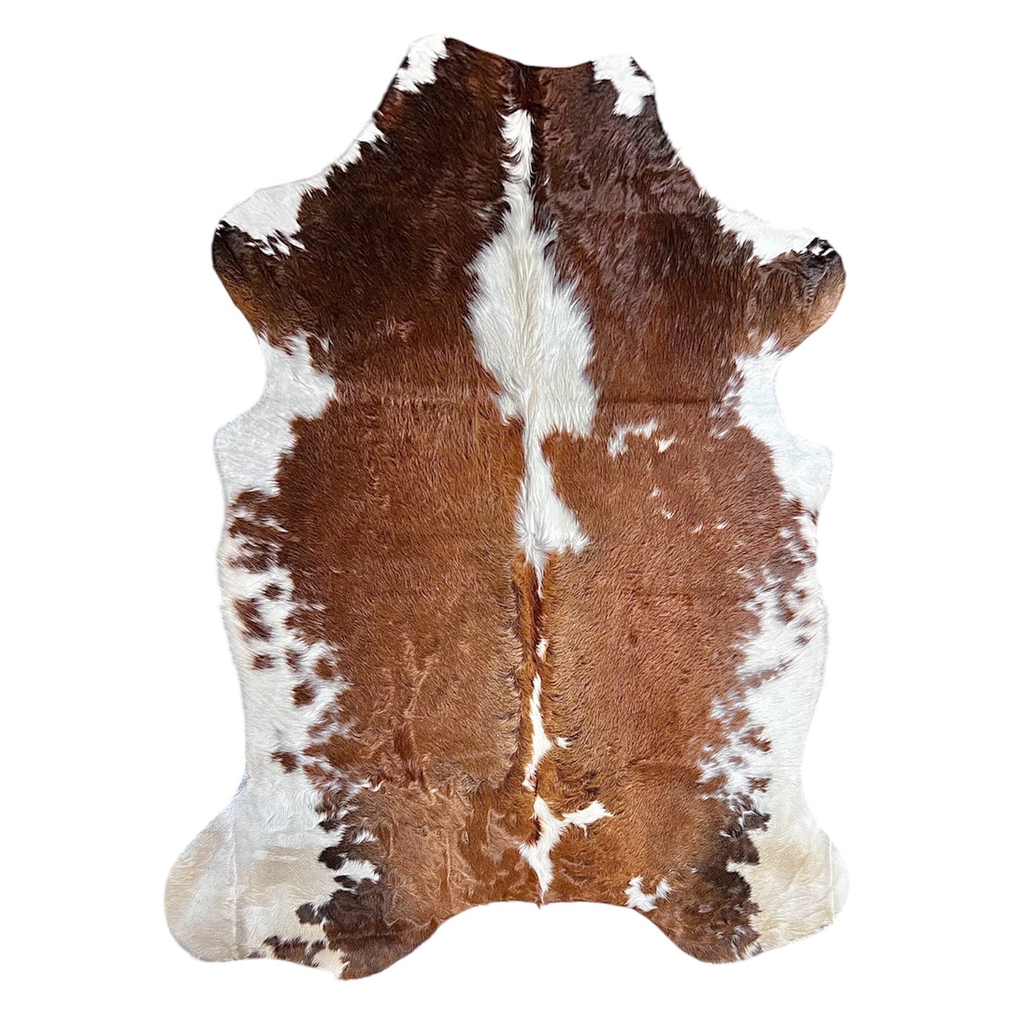 Large Brown and White Cowhide Rug H257 - 4.11x5.9 ft