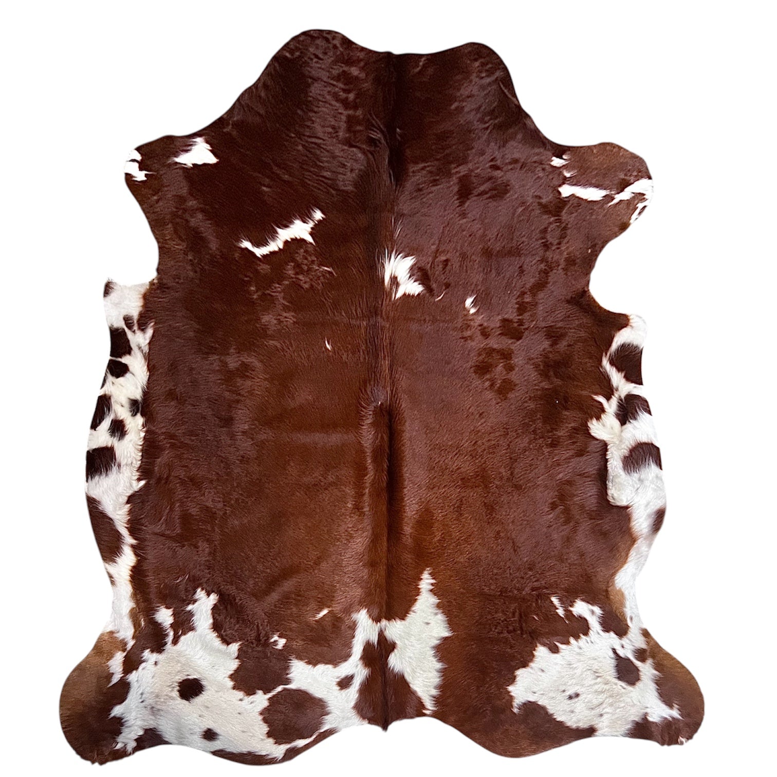Large Brown and White Cowhide Rug H258 - 5.10x5.10 ft