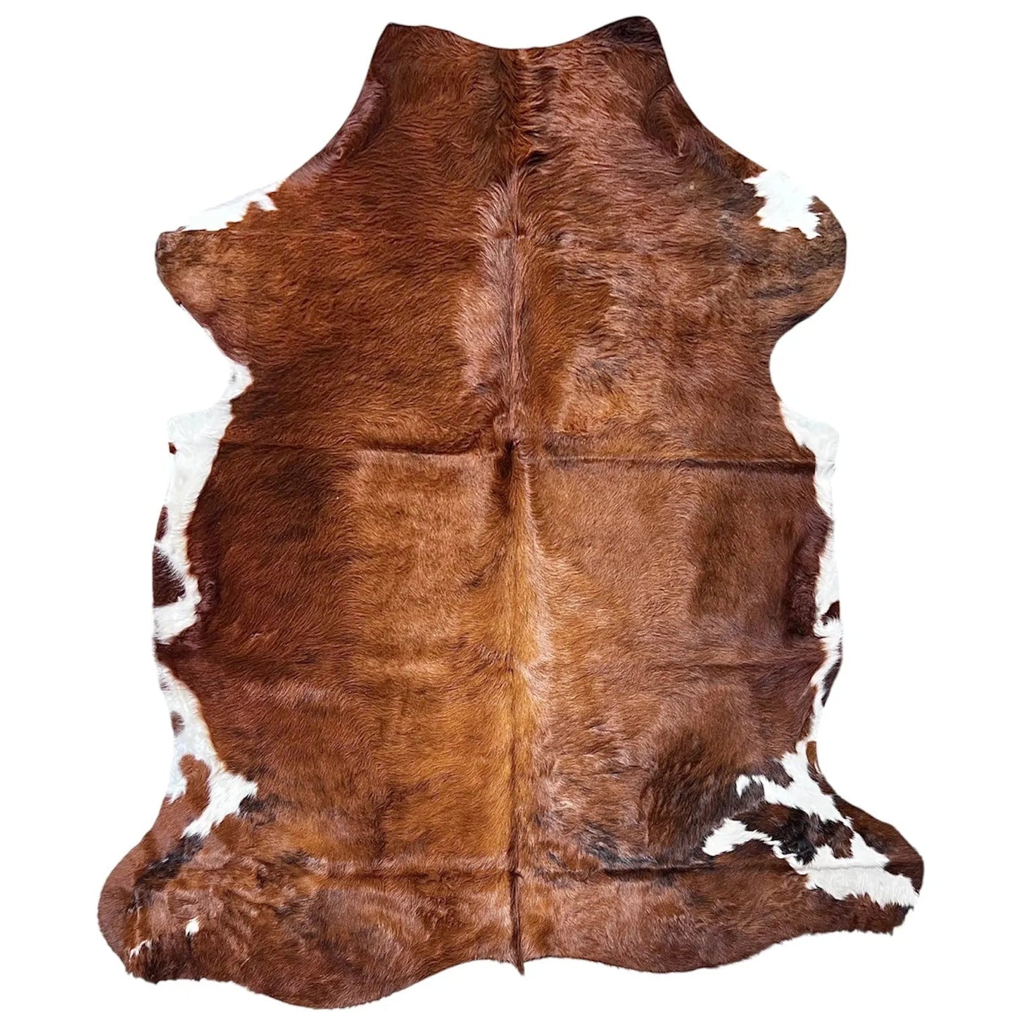 Large Brown and White Cowhide Rug J329 - 5.7x 6.3 ft