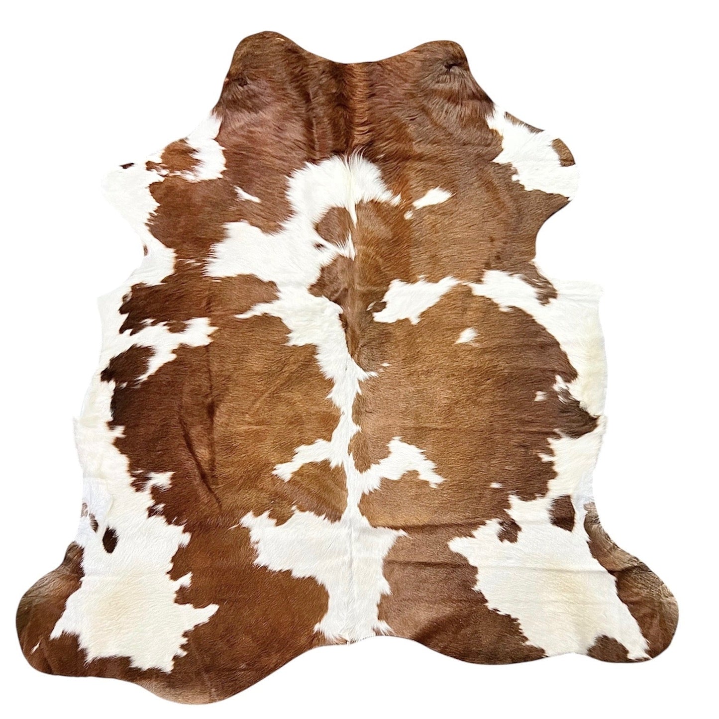 Large Brown and White Cowhide Rug J337 - 5.4x 5.10 ft