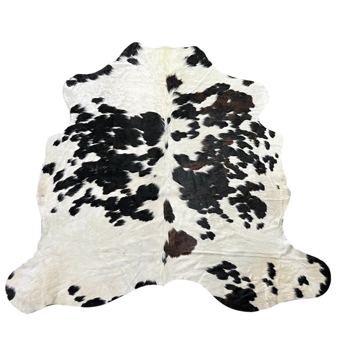 Large Brown and White Cowhide Rug J339 - 6.5x 5.8 ft