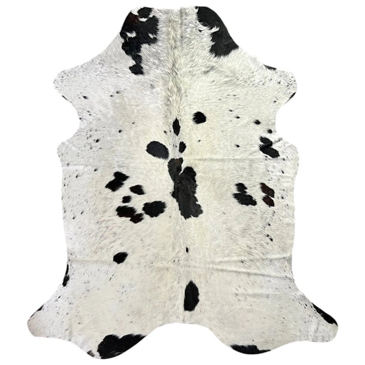 Large Brown and White Cowhide Rug K451 - 6.1x 7.7 ft