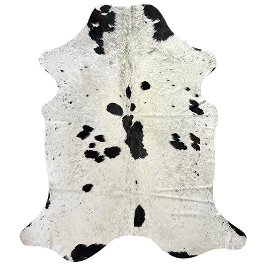 Large Brown and White Cowhide Rug K451 - 6.1x 7.7 ft