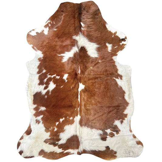 Large Brown and White Cowhide Rug L379 - 5.3x 6.9 ft