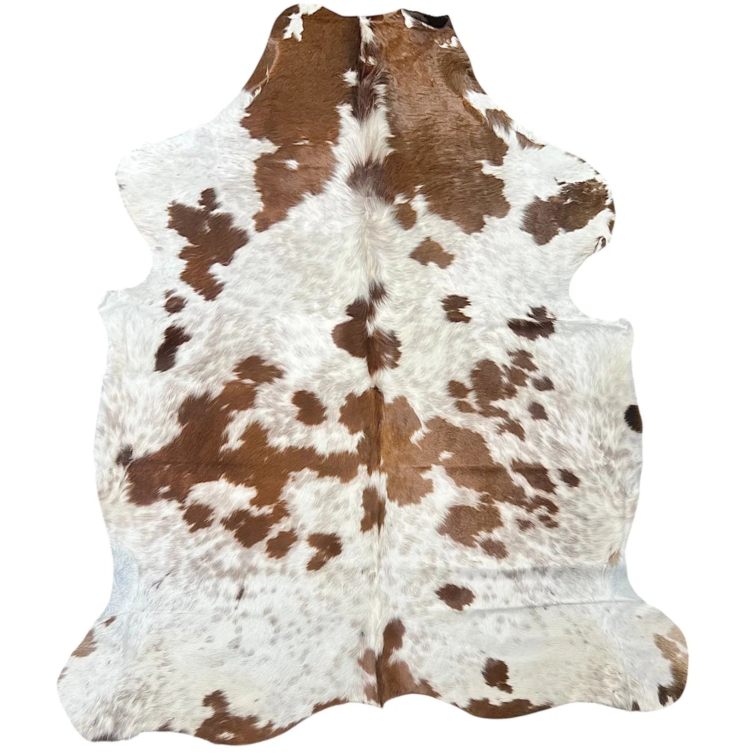 Large Brown and White Cowhide Rug L384 - 5.8x 6.5 ft