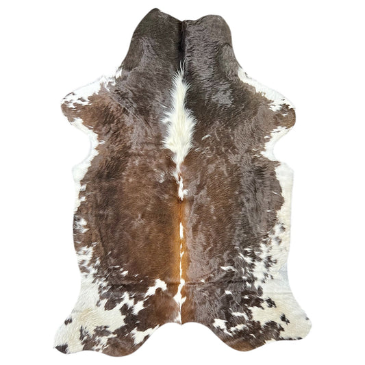 Large Brown and White Cowhide Rug M425 - 5x 6.7 ft