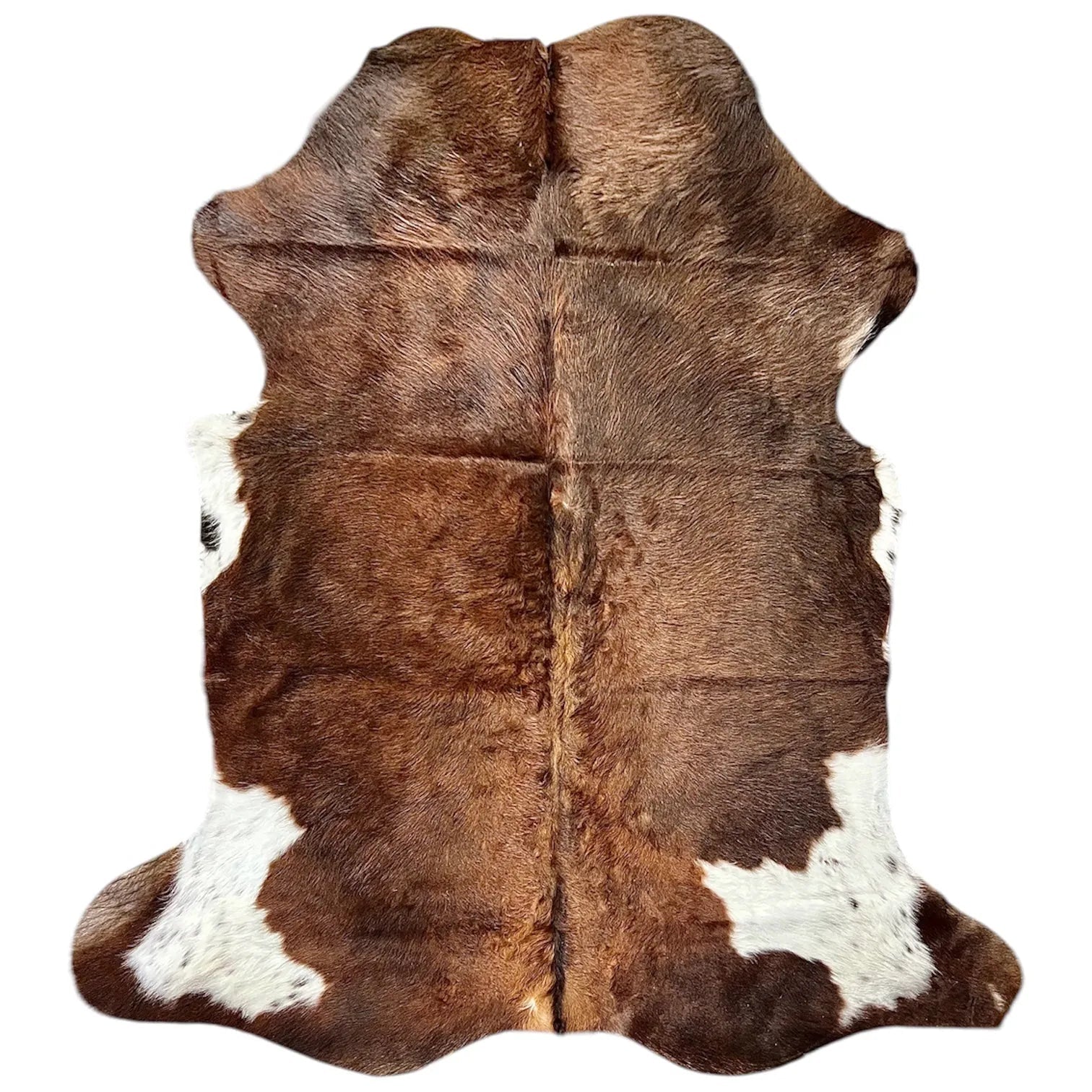 Large Brown and White Cowhide Rug M441 - 5.7x 6.9 ft