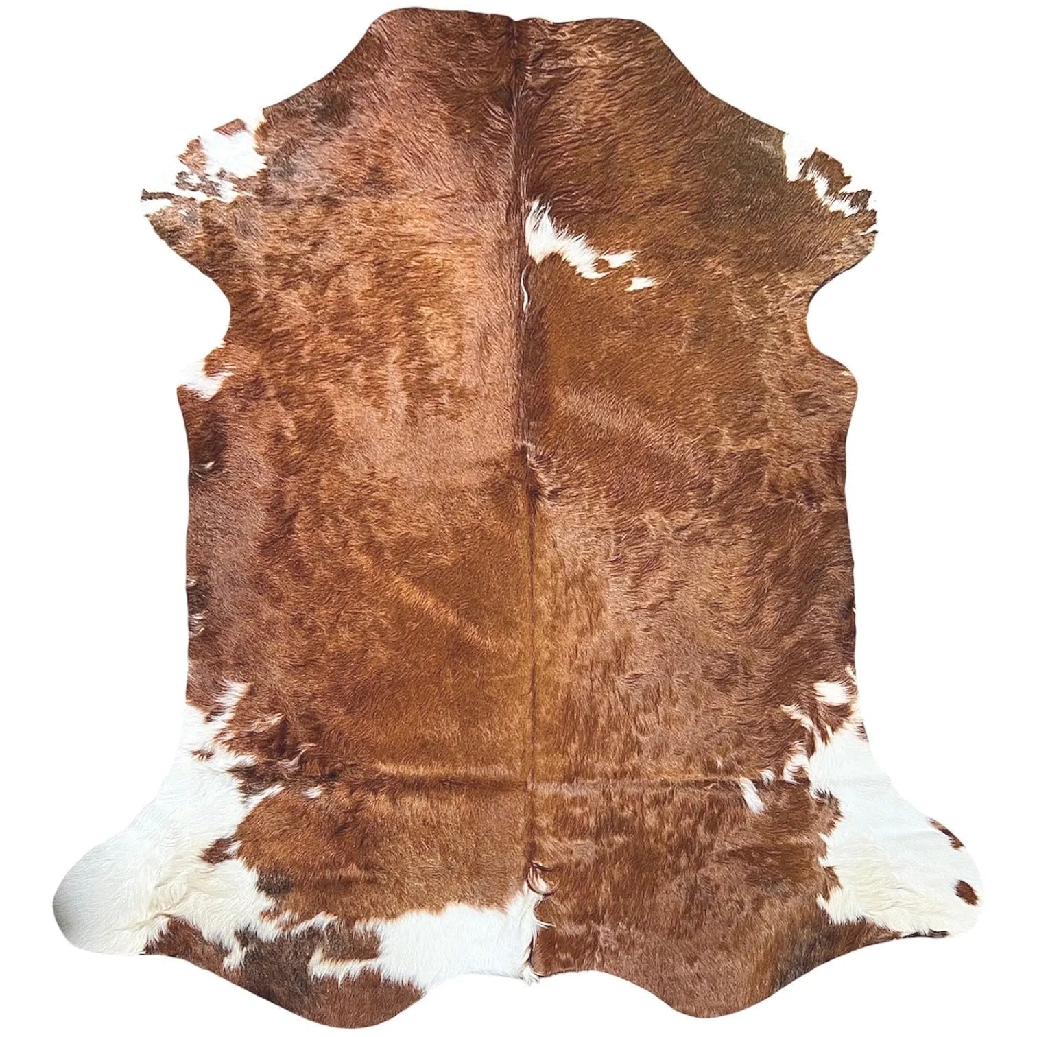 Large Brown and White Cowhide Rug N491 - 5.10x 6.10 ft