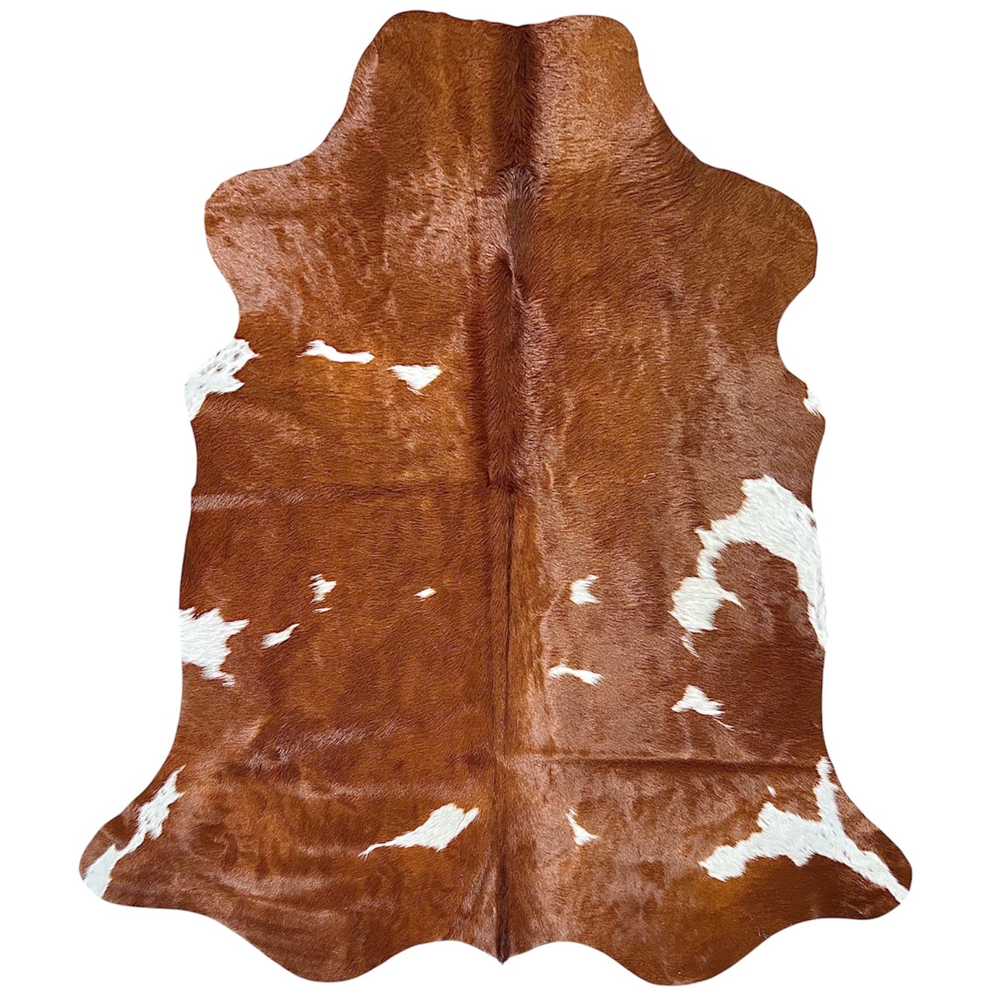 Large Brown and White Cowhide Rug N502 - 5.7x 6.7 ft