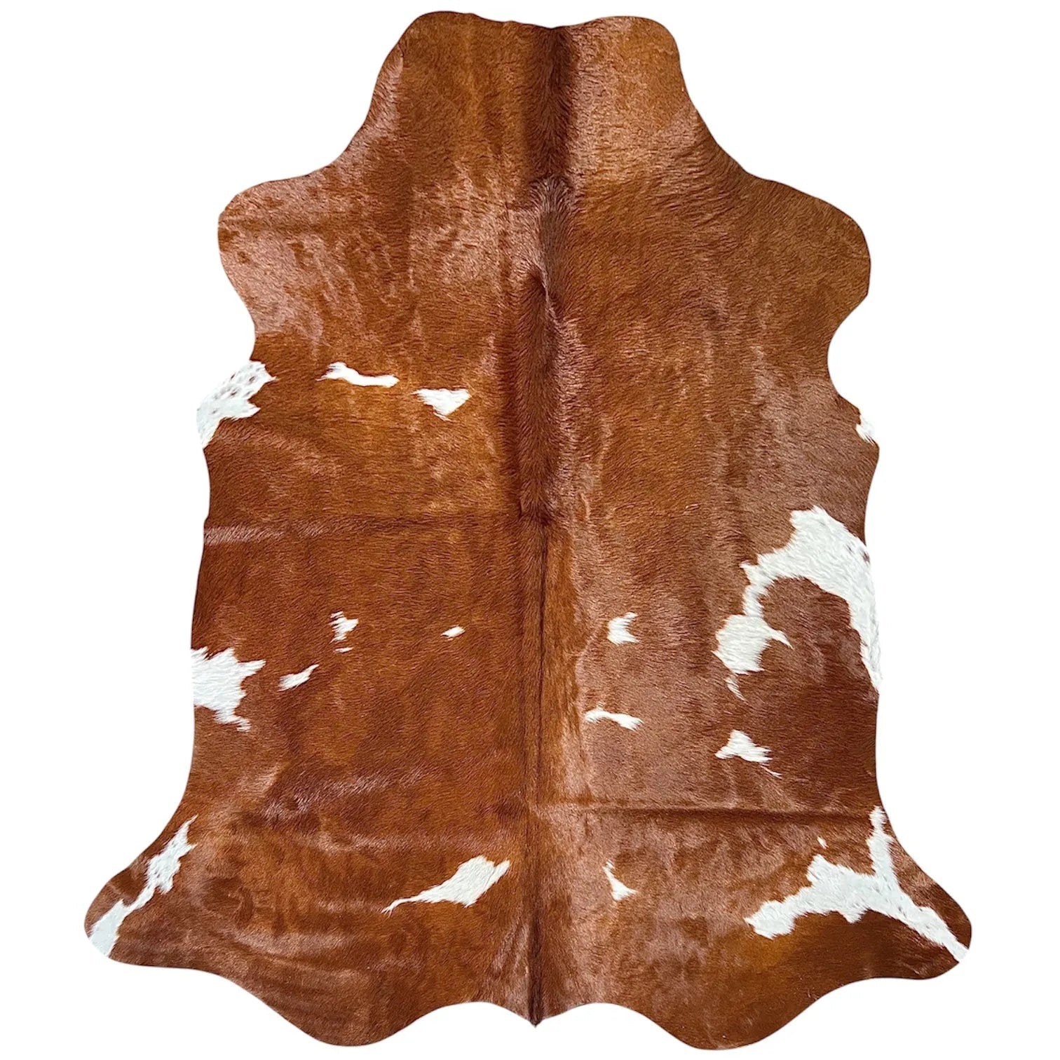 Large Brown and White Cowhide Rug N502 - 5.7x 6.7 ft