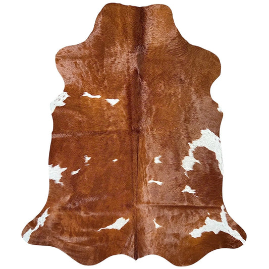 Large Brown and White Cowhide Rug N502 - 5.7x 6.7 ft
