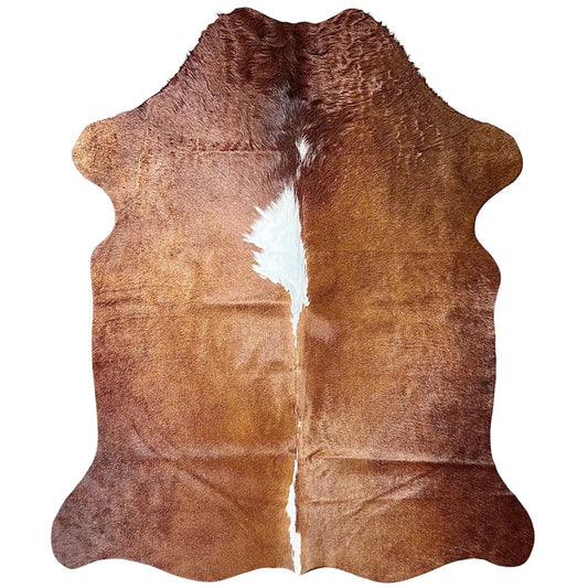 Large Brown and White Cowhide Rug N504 - 4.11x 6 ft