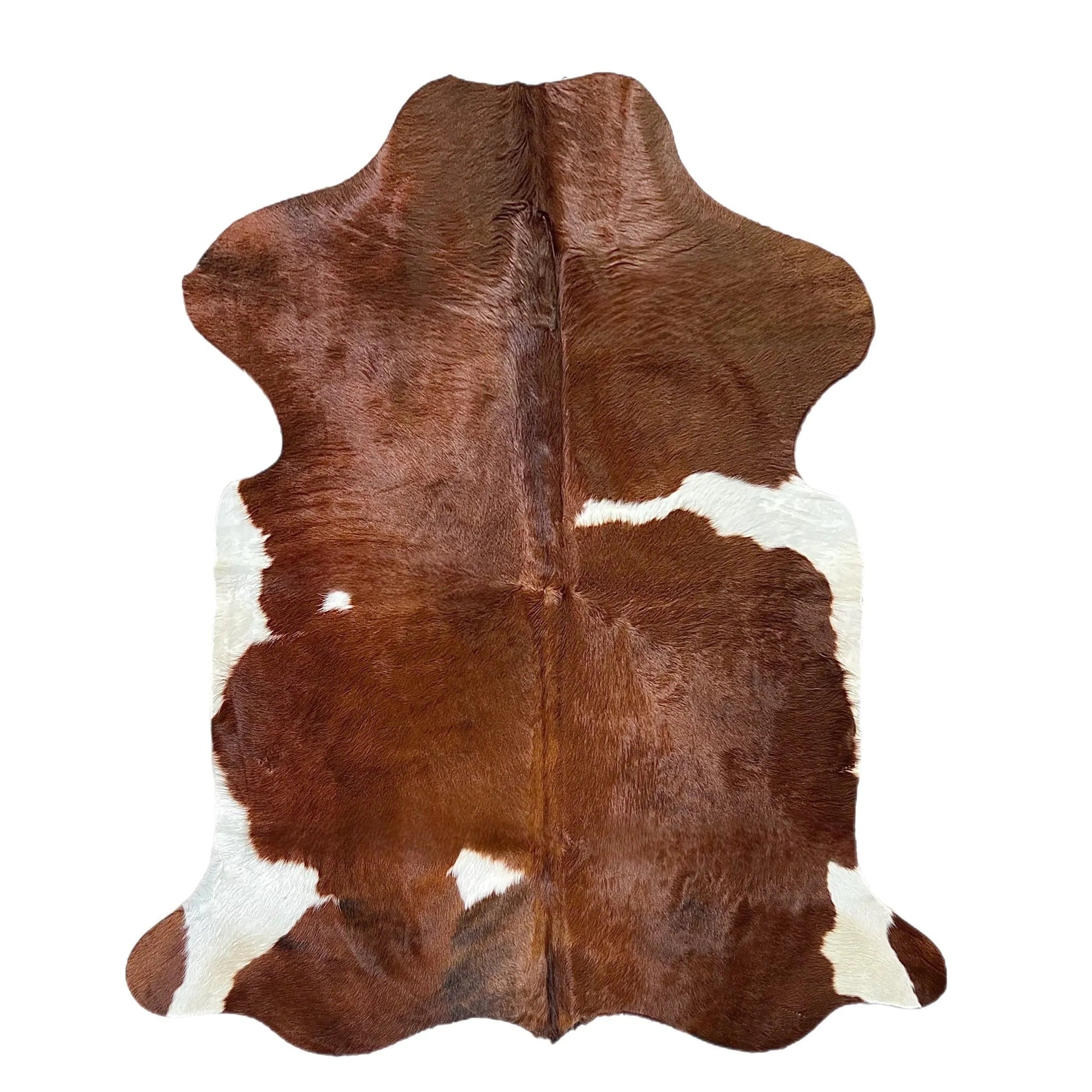 Large Brown and White Cowhide Rug N556 - 5.4x 6 ft