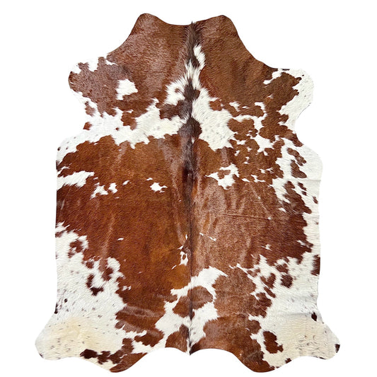 Large Brown and White Cowhide Rug O517 - 5.7x 6.4 ft