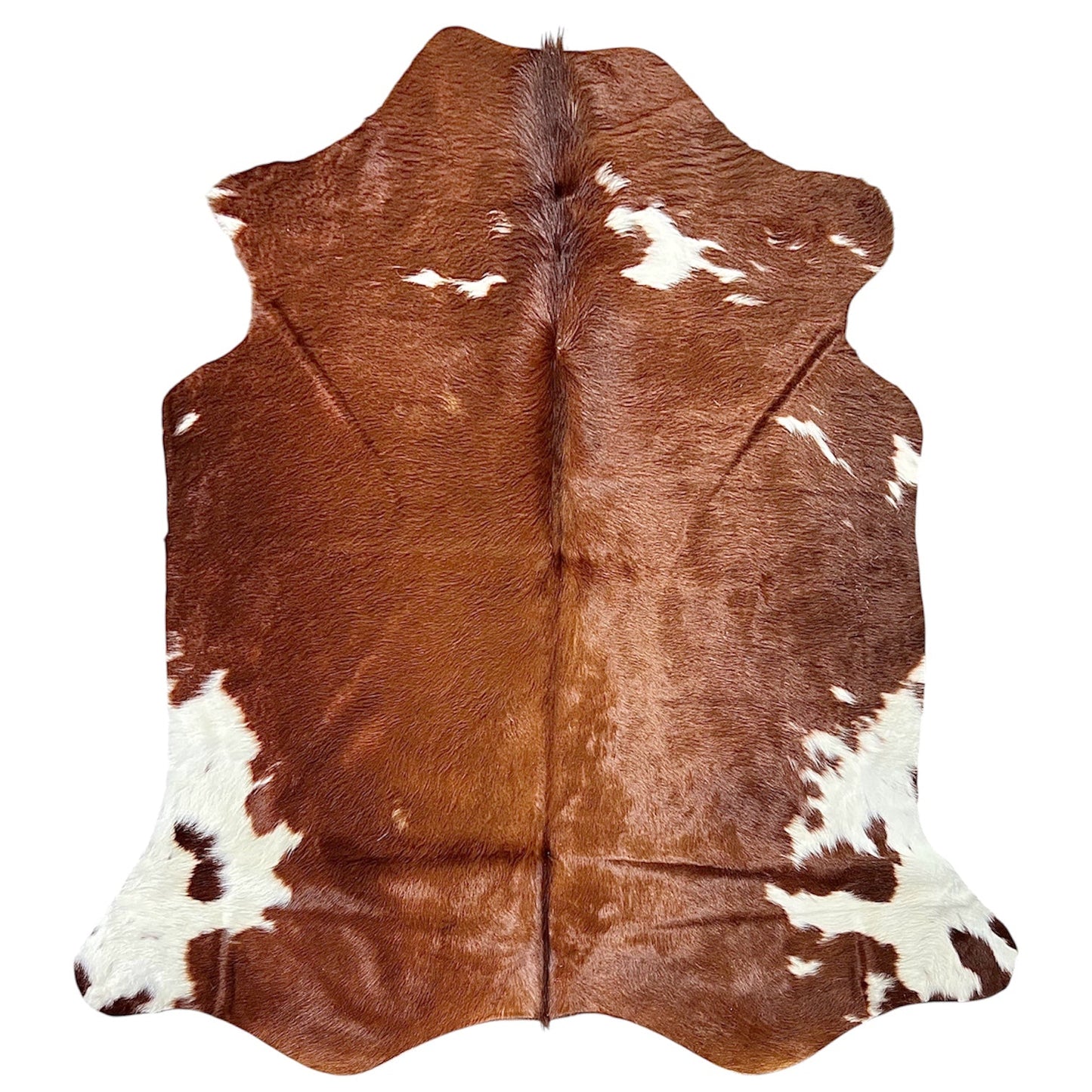 Large Brown and White Cowhide Rug O528 - 5.2x 5.5 ft