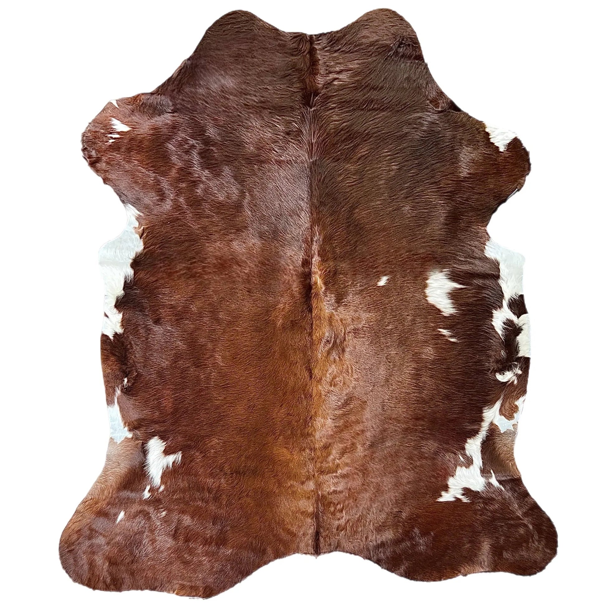 Large Brown and White Cowhide Rug P558 - 5.7x 6.2 ft