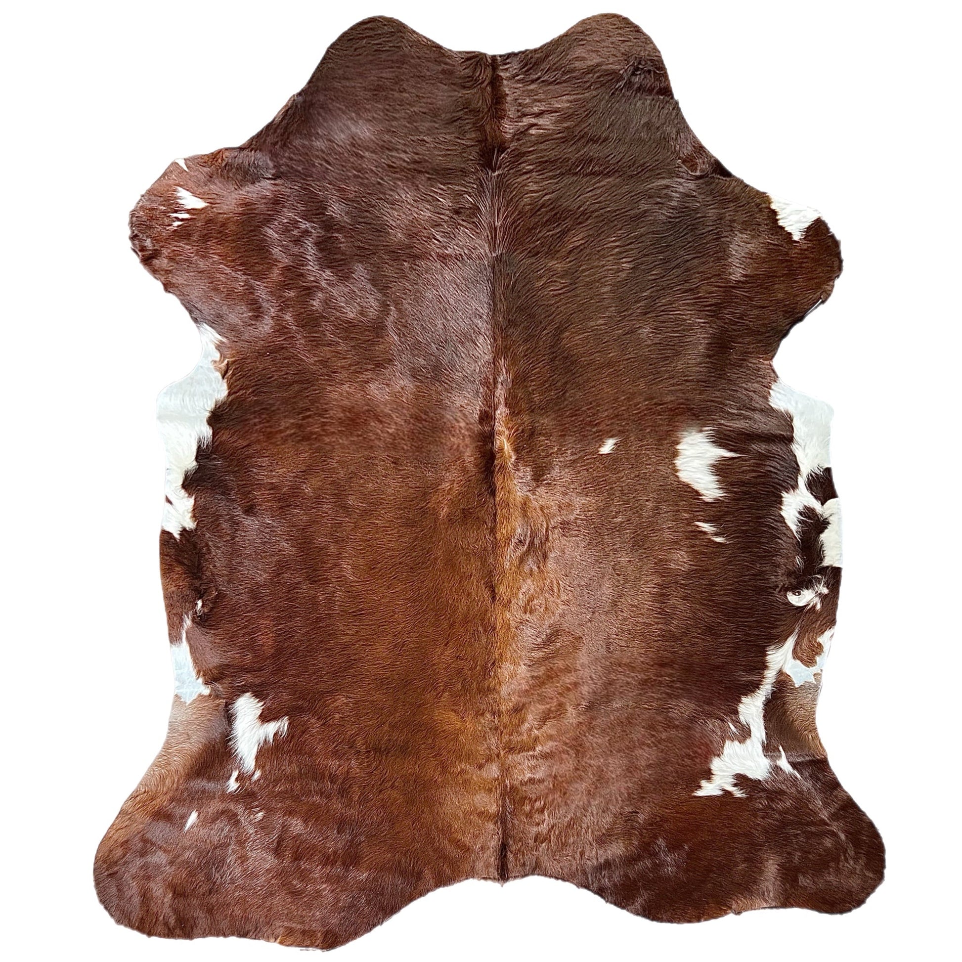 Large Brown and White Cowhide Rug P558 - 5.7x 6.2 ft