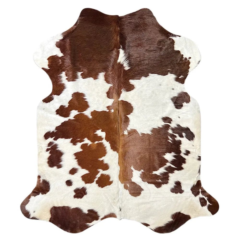 Large Brown and White Cowhide Rug S626 - 5.7x 6.2 ft