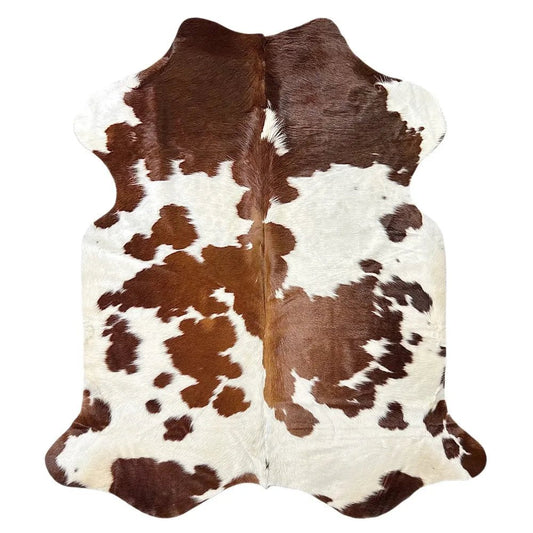 Large Brown and White Cowhide Rug S626 - 5.7x 6.2 ft