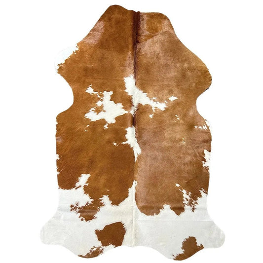 Large Brown and White Cowhide Rug S627 - 5.6x 7.1 ft