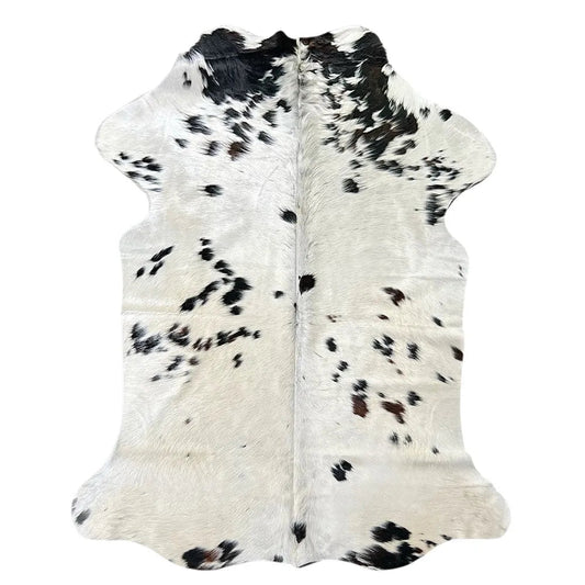 Large Brown and White Cowhide Rug S628 - 5x 6.3 ft