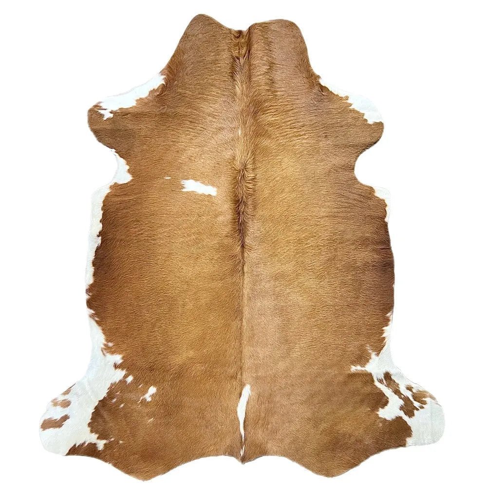 Large Brown and White Cowhide Rug S638 - 5.5 x 6.3 ft