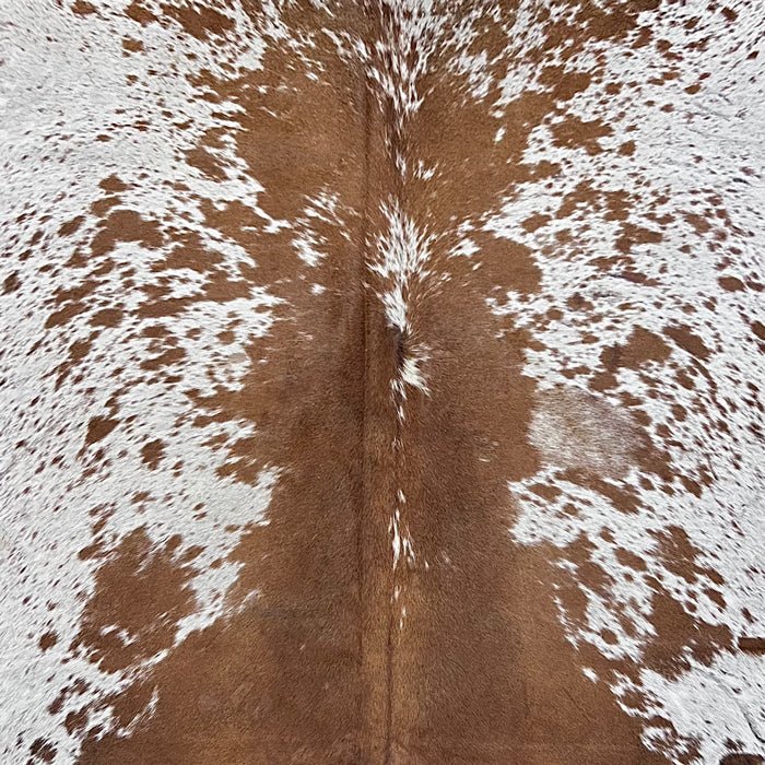 Large Brown and White Cowhide Rug Size 5.7 x 6.5 ft - 5092