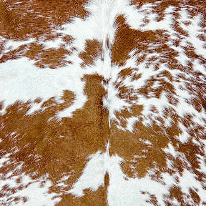 Large Brown and White Cowhide Rug Size 6 x 6.5 ft - 5026