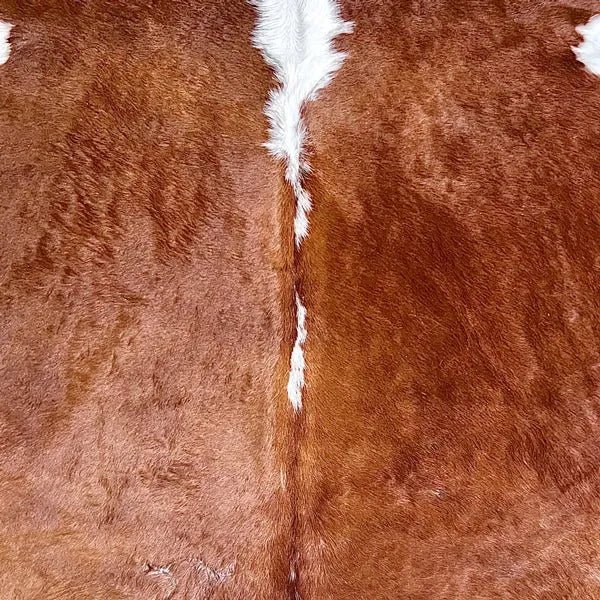Large Brown and White Cowhide Rug Size 6.4x 6.10 ft - 5292