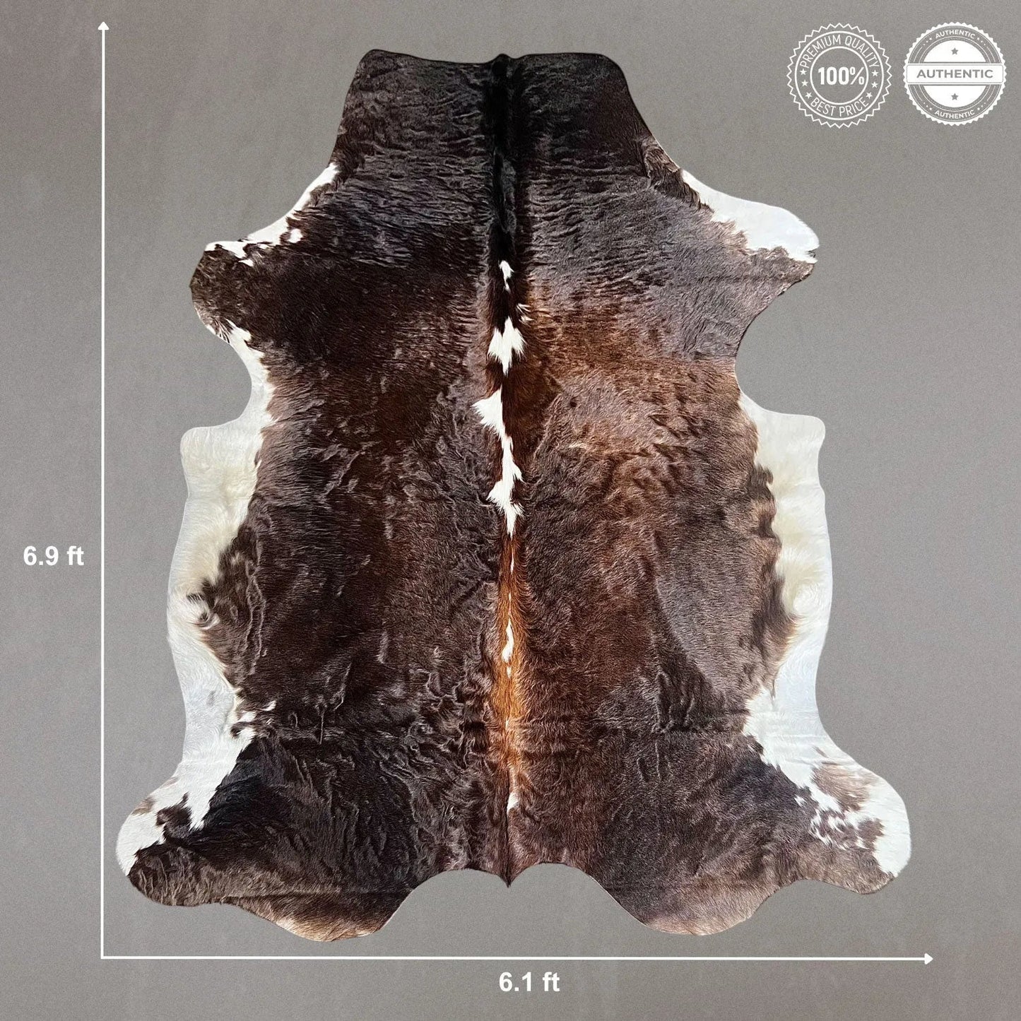 Large Brown and White Cowhide Size 6.1x 6.9 ft - 5224E