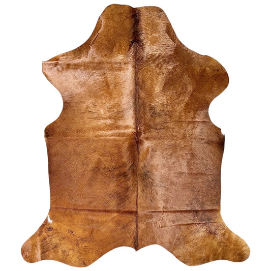 Large Brown Cowhide Rug L434 - 5.8x 6.3 ft