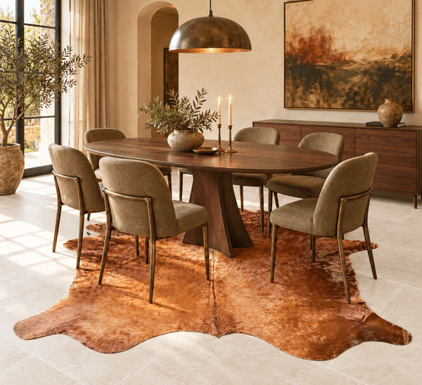 Large Brown Cowhide Rug Size 5.11 x 7 ft - 5367J