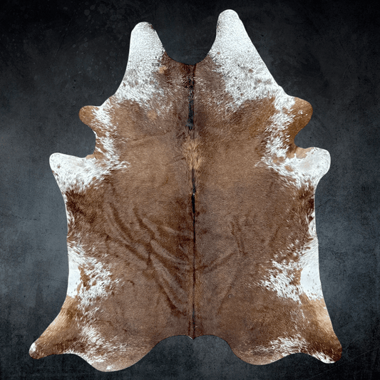 Large Brown Cowhide Rug Size 6.4 x 7.2 ft - 5059