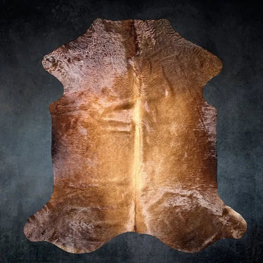 Large Brown Cowhide Rug Size 6.4x 7.3 ft - 5332J
