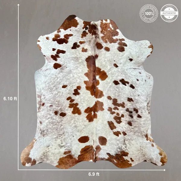 Large Brown Spotted Cowhide Rug Size 6.9x 6.10 ft - 5321M